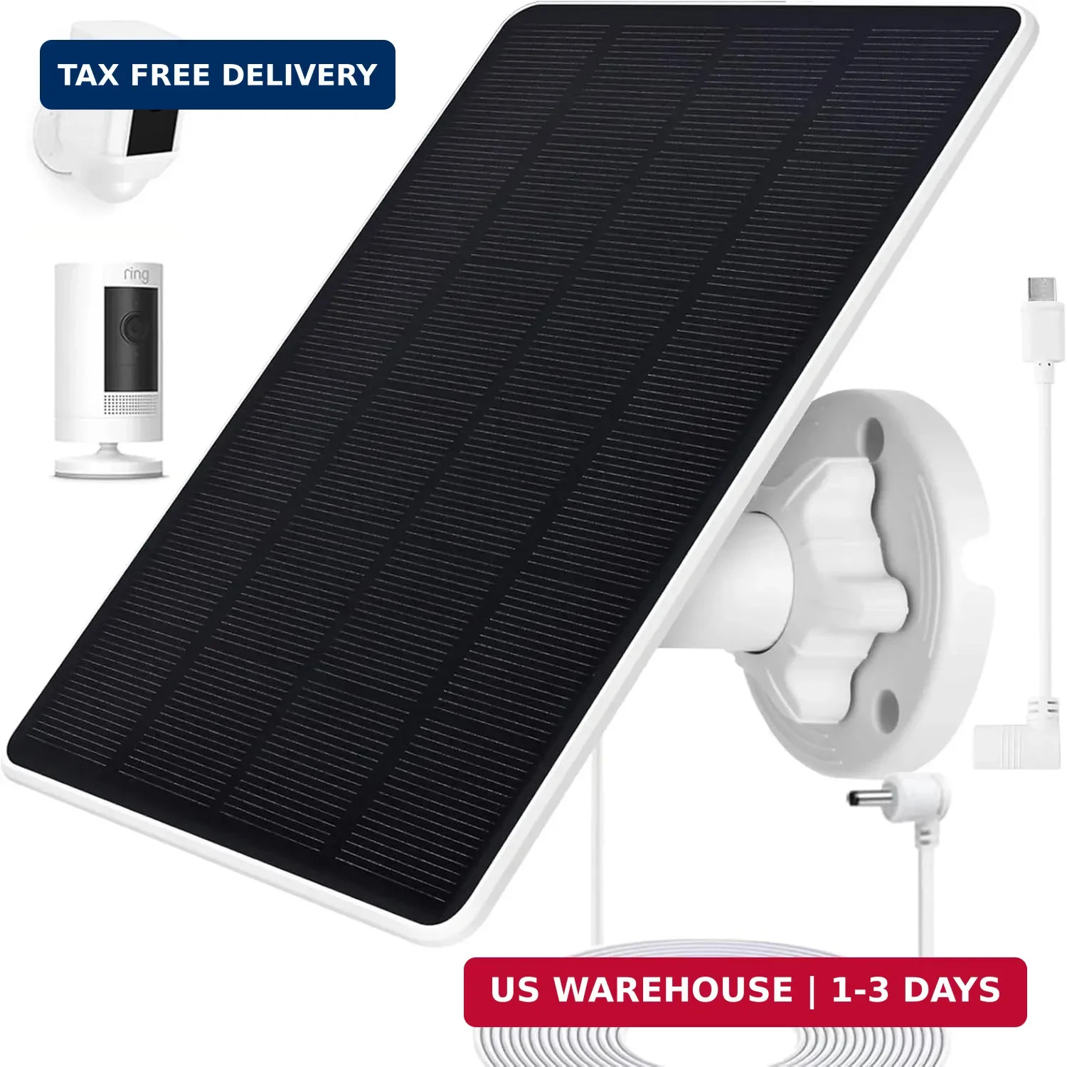 Ring Camera Solar Panel, Compatible with Ri ng Stick Up Cam Battery, Ring Spotli
