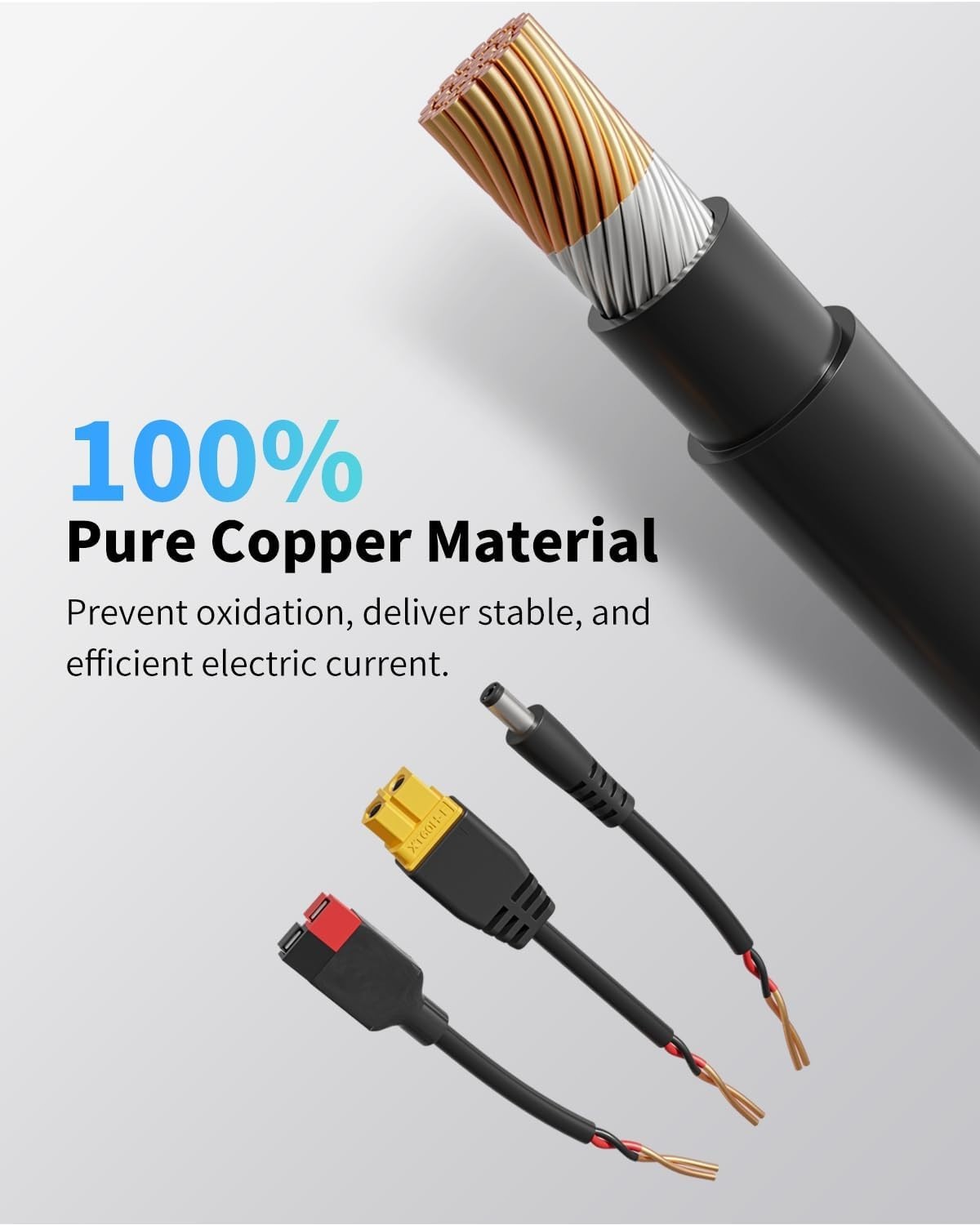 3-in-1 8.5Ft Charging Cable (XT60, DC5521, Anderson) For Solar Generators