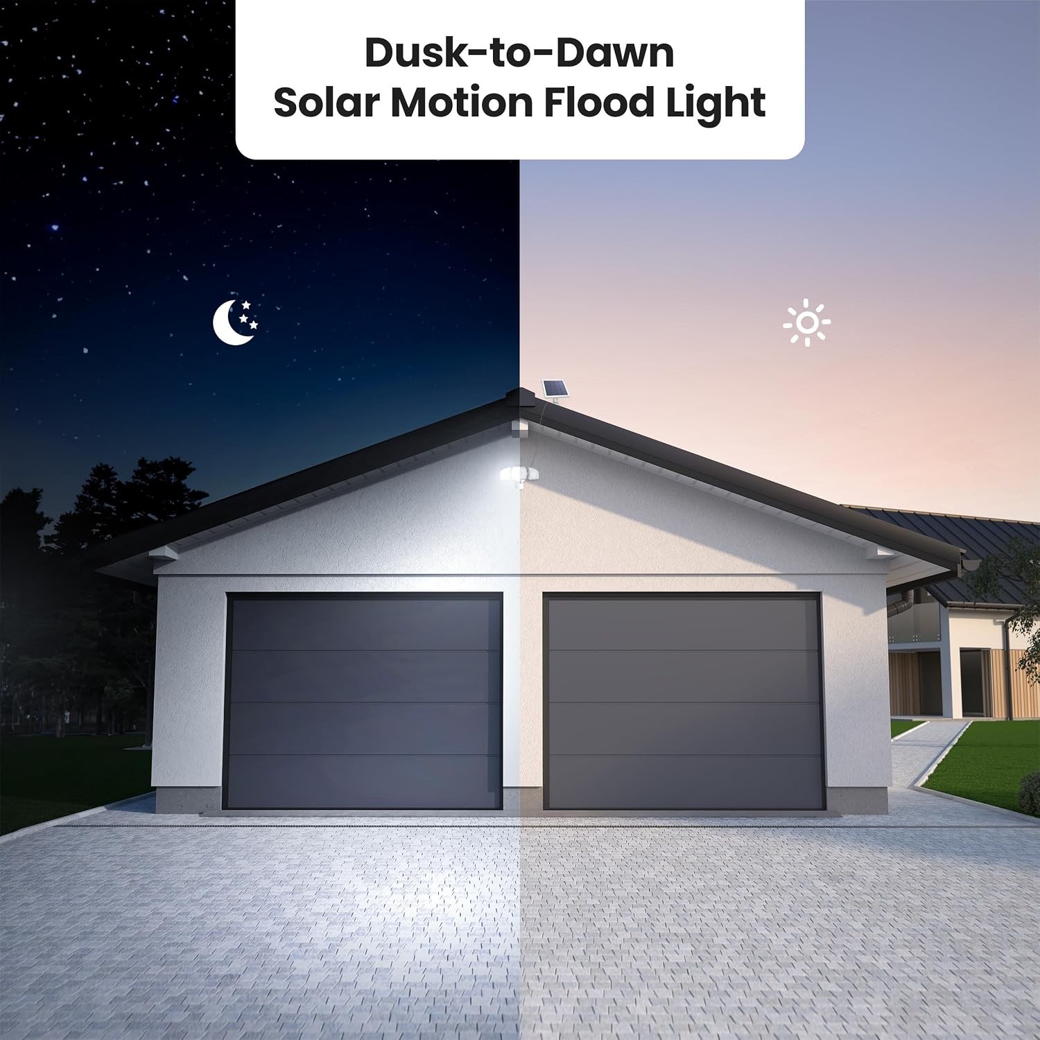 Feit Electric Outdoor LED Triple Head Solar Security Flood Lights with Motion Se