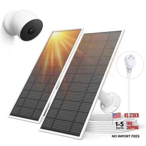 Solar Panel for Google Nest Camera, 5W Solar Power Charger for Nest 2 Pack