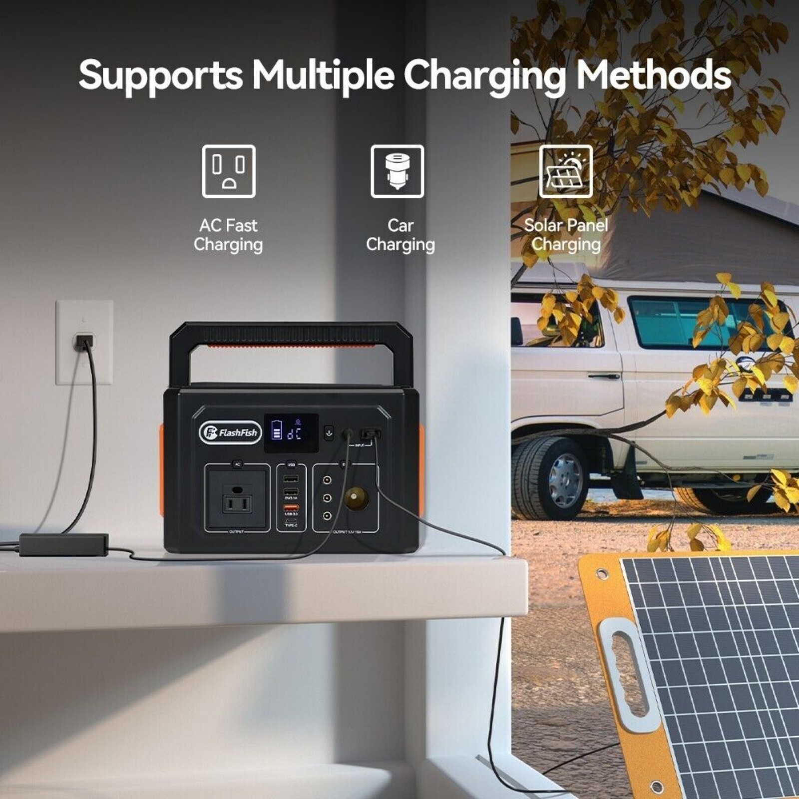 Flashfish Portable Power Station with Solar Panel, 400W Power Generator w/ Panel