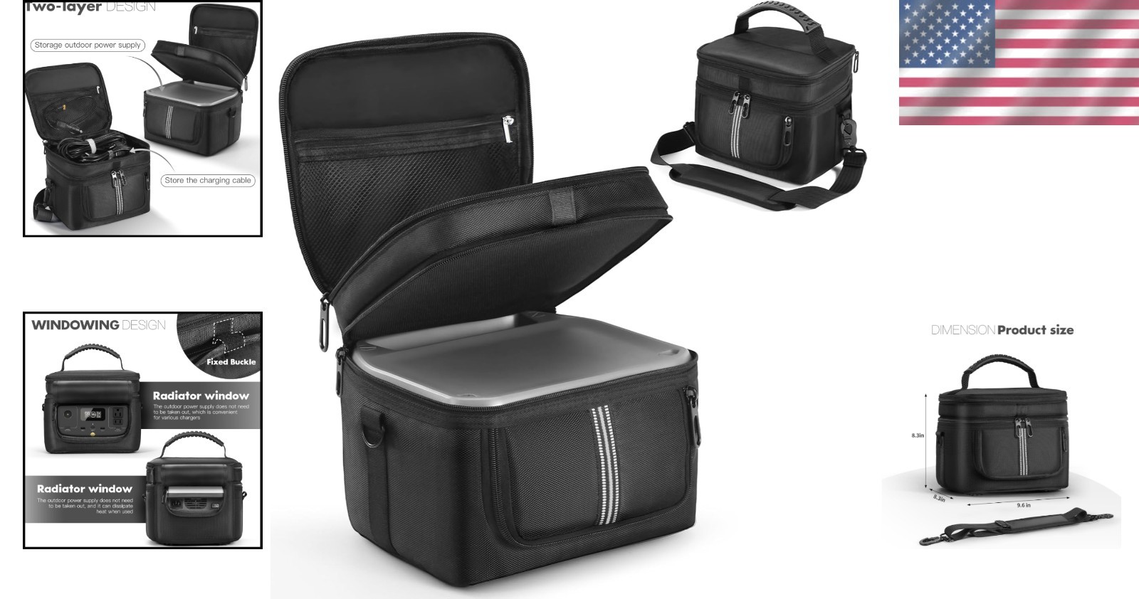 Adjustable Shoulder Strap Carry Bag for EcoFlow RIVER 2 – Multi-Purpose Storage