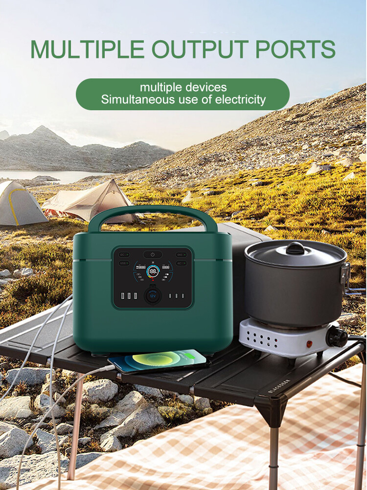Portable Outdoor Power Bank 1200w Sine Wave Support Solar Charging