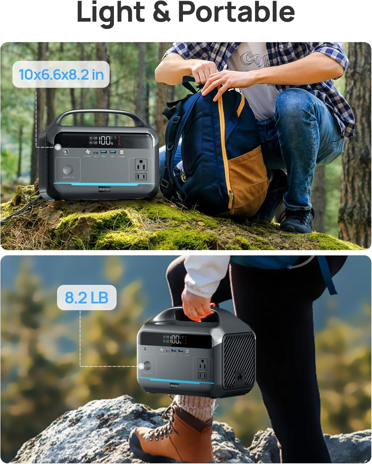 Portable Power Station, Outdoor 288Wh Lifepo4 Battery, 350W (600W Surge) Solar G