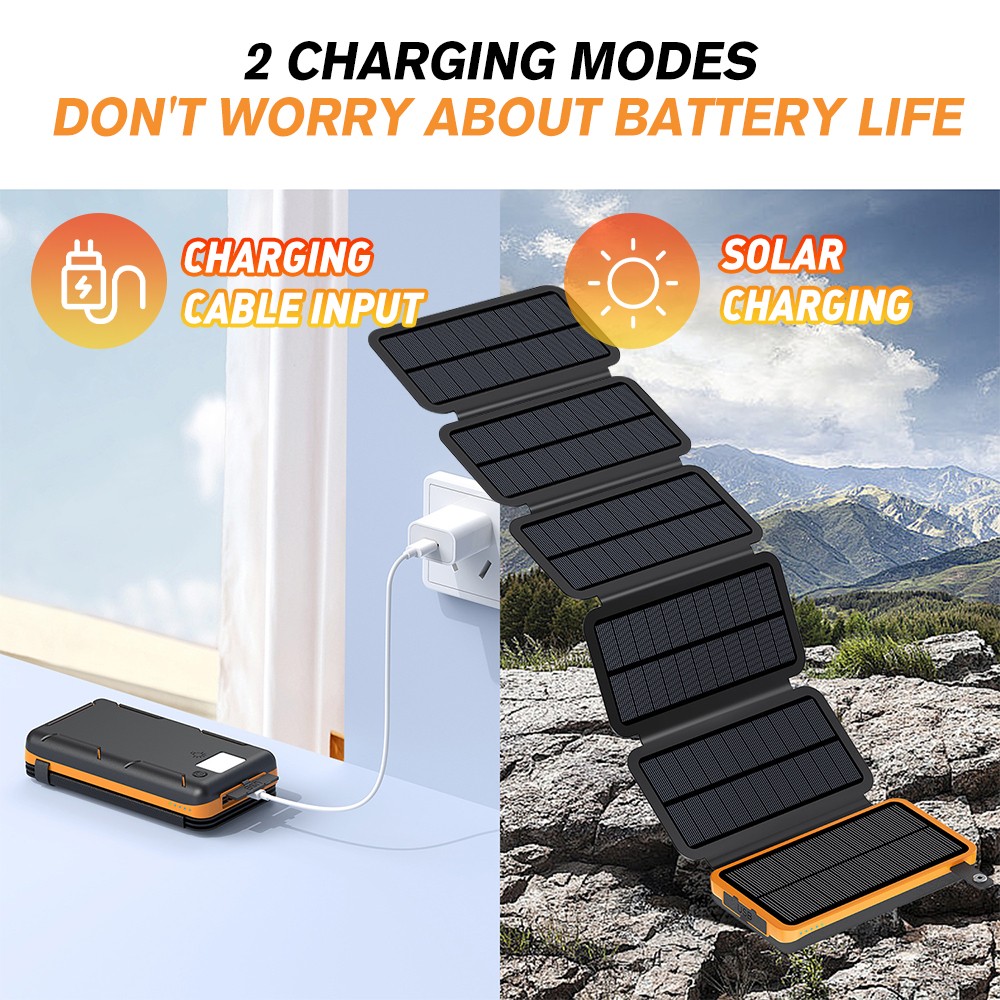 46800mAh Solar Power Bank Folding Solar Panel For Camping Mobile Phone Charger