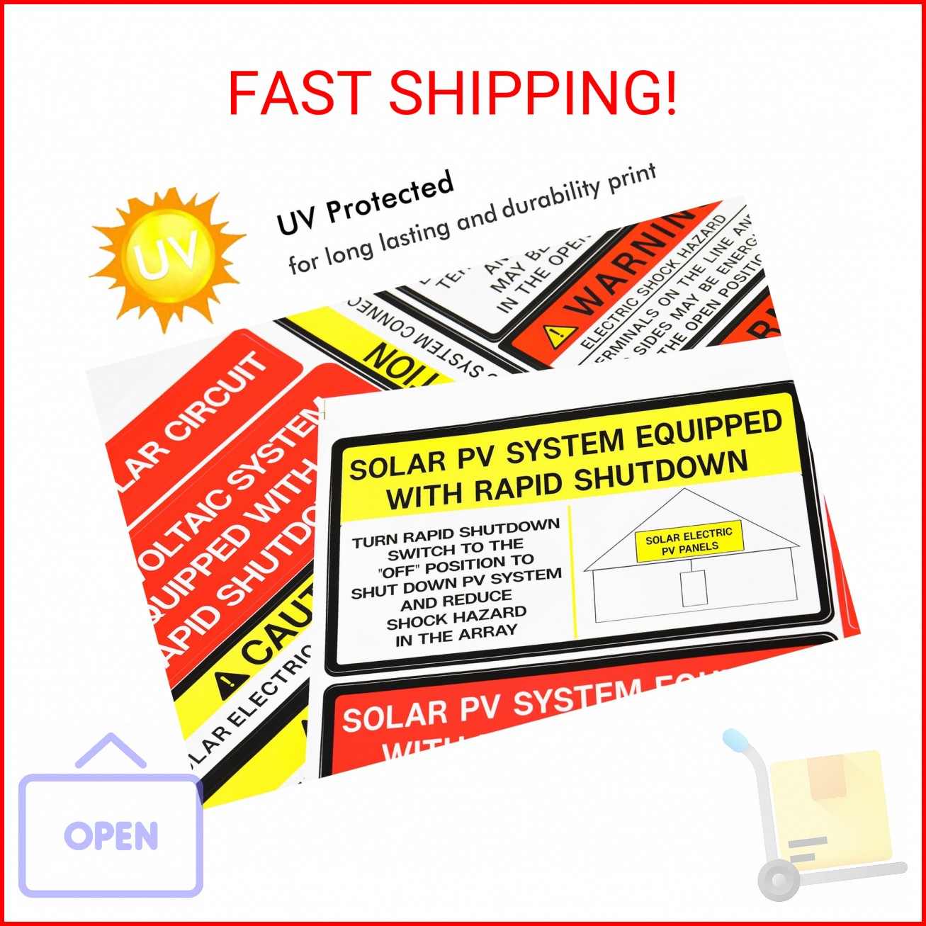 CDXHOME 48 Pack PV Solar System Install Label Kit,Photovoltaic Safety Stickers,P