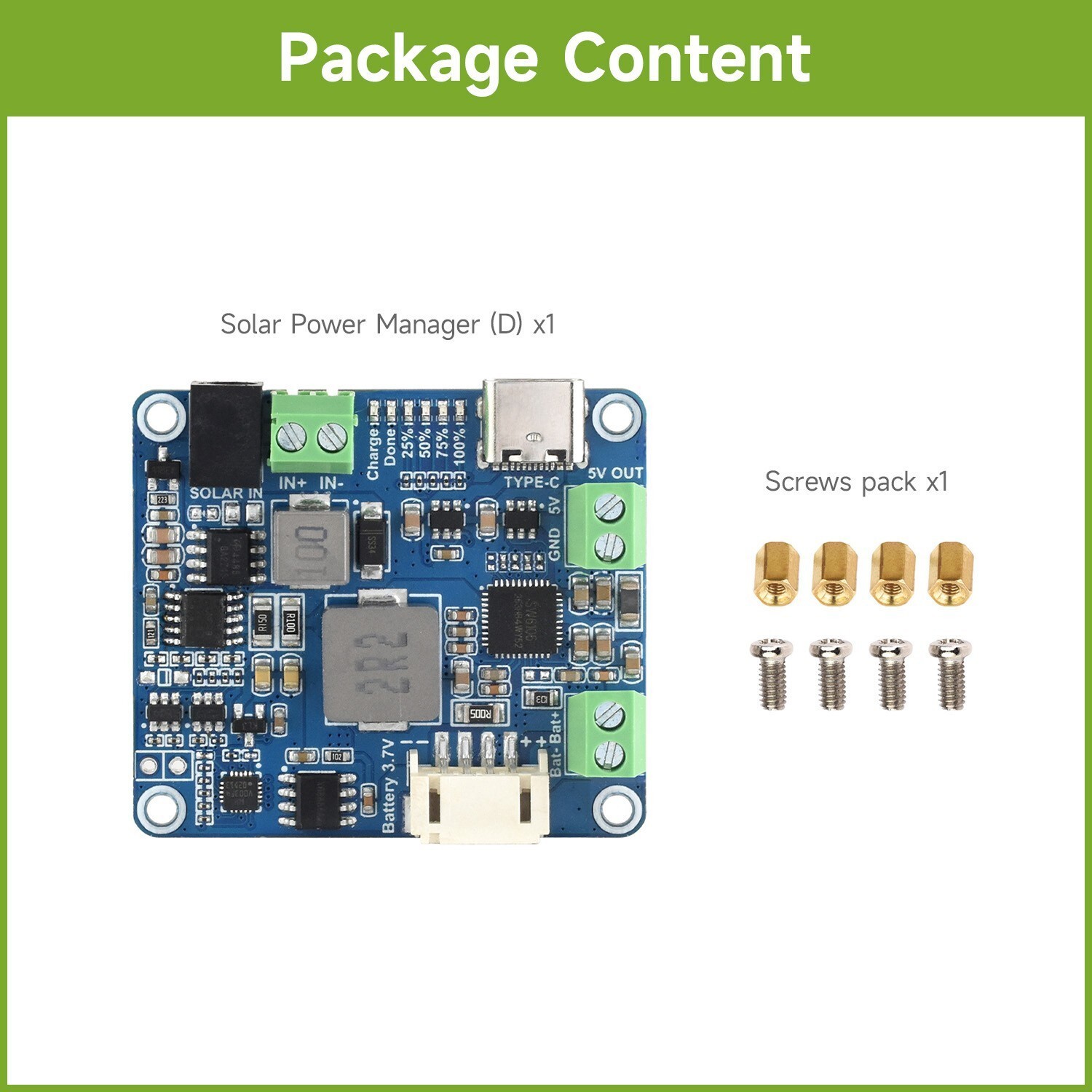 for Waveshare Solar Power Manager Module (D), Supports 6V~24V Solar Panel