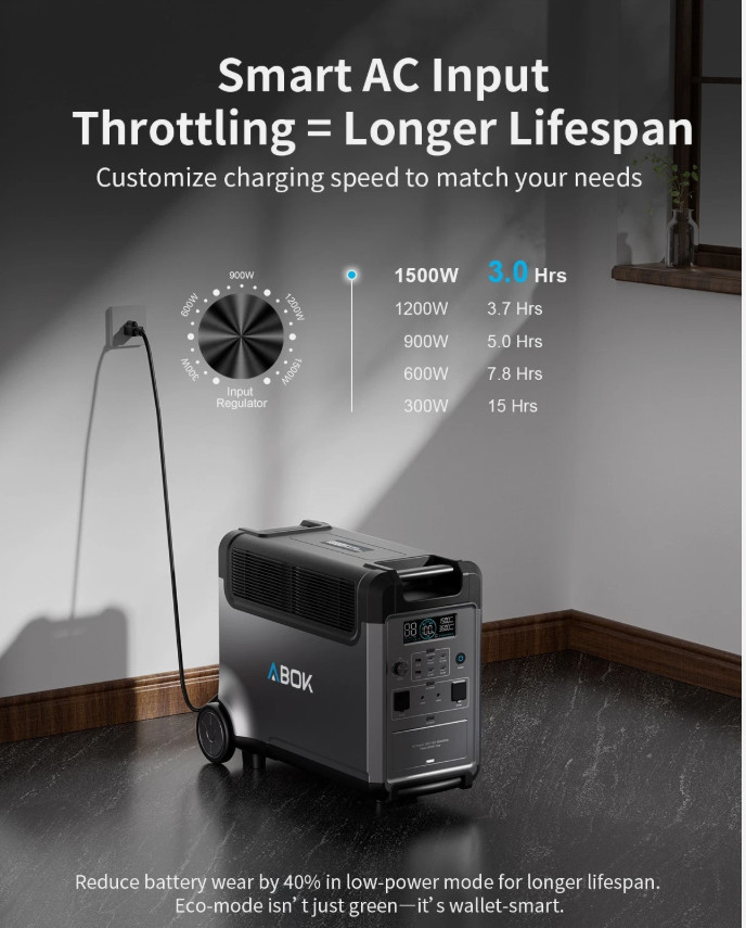 ABOK Ark3600 Portable Power Station, 3840Wh LiFePO₄ Solar Generator, Home Use RV