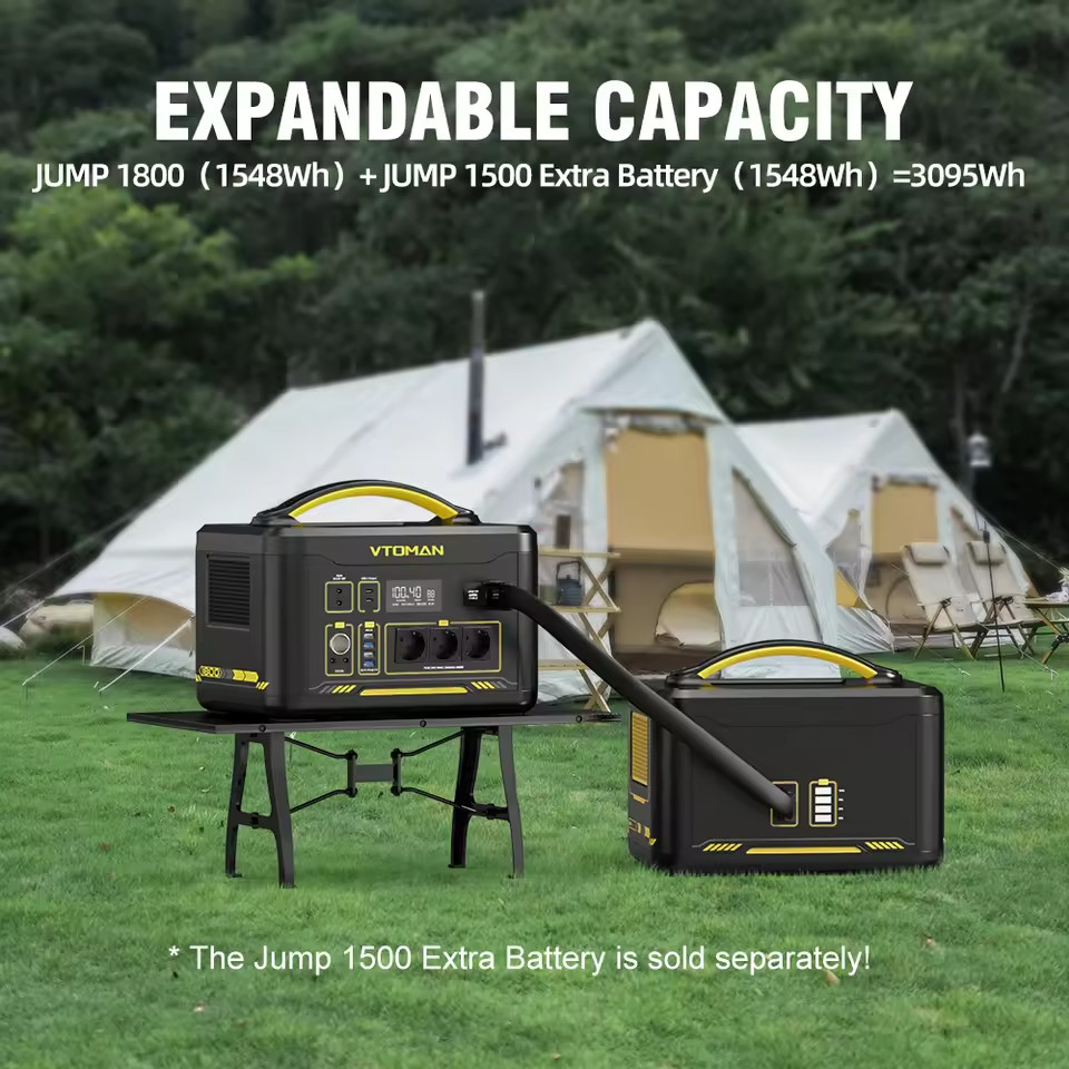 1800W Portable Power Station 1548Wh LiFePO4 Solar Generator for Home Camping