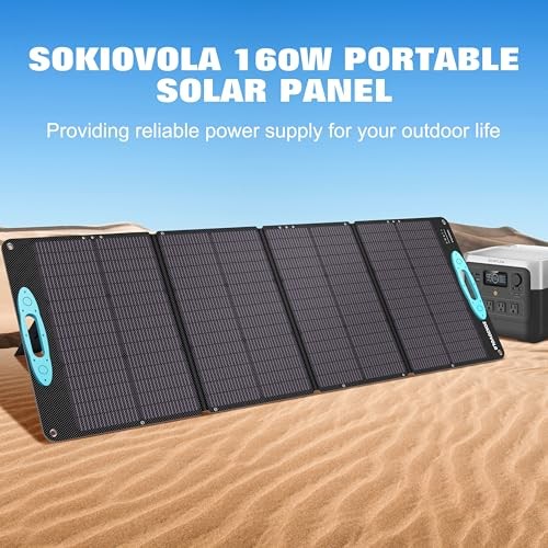 160W 18V Portable Solar Panels for Power Station,25% High Conversion 160 Blue