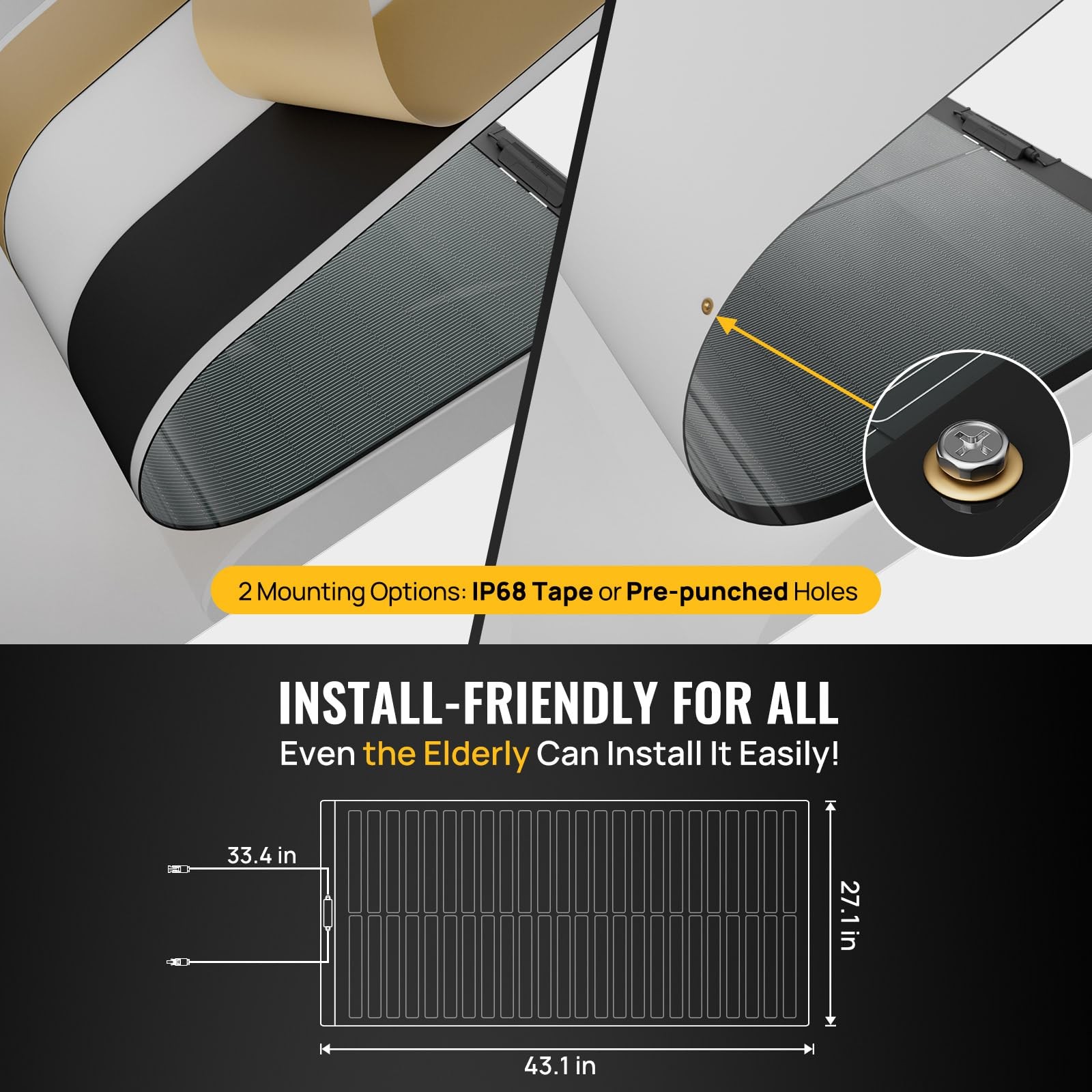 BougeRV Yuma 100W CIGS Flexible Solar Panel Thin-Film with Pre-Punched Holes