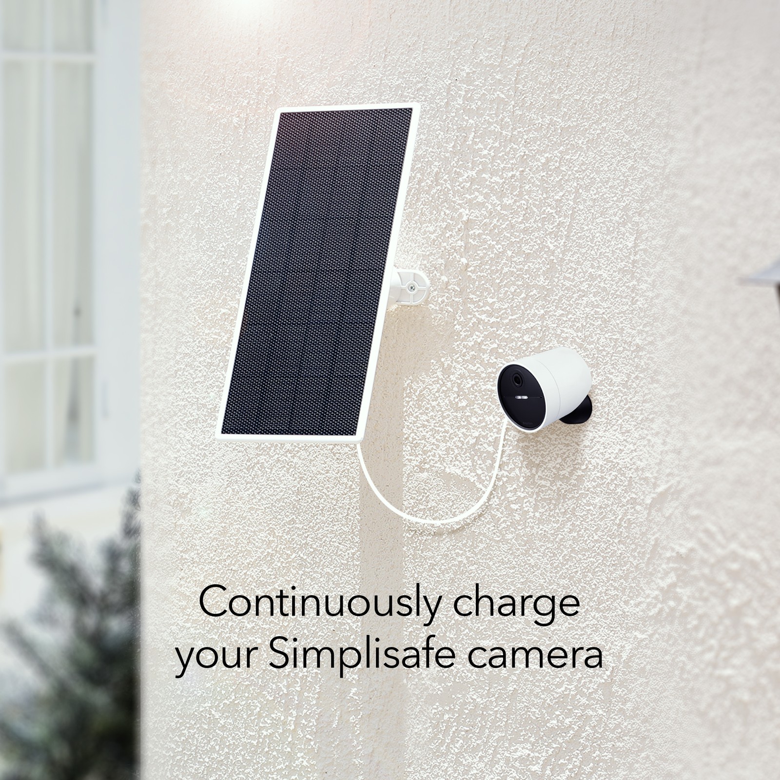 Wasserstein Solar Panel for SimpliSafe Wireless Outdoor Camera (White, 1 Pack)