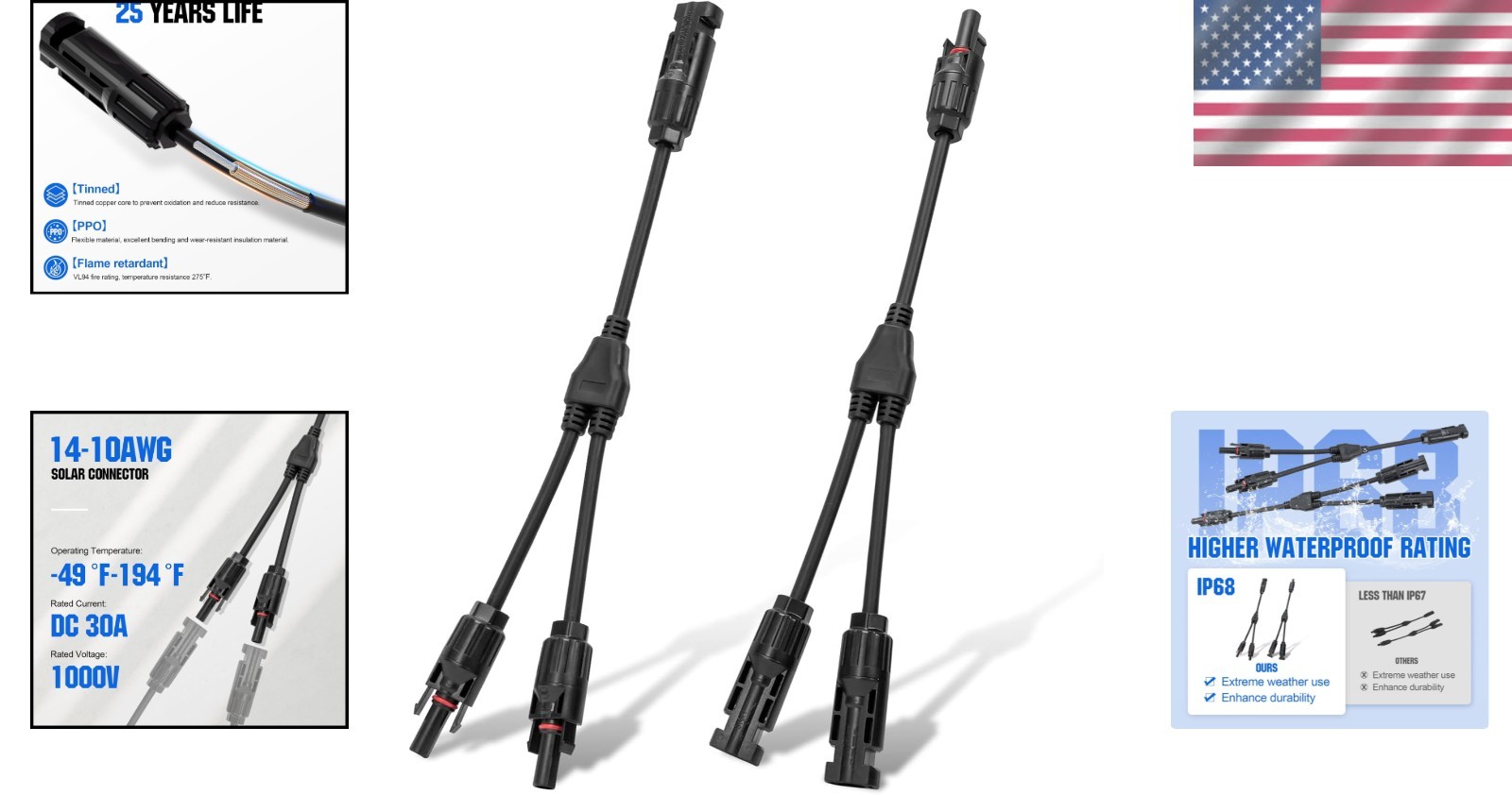 Waterproof Solar Connector Kit – M/FF & F/MM for Easy Configuration