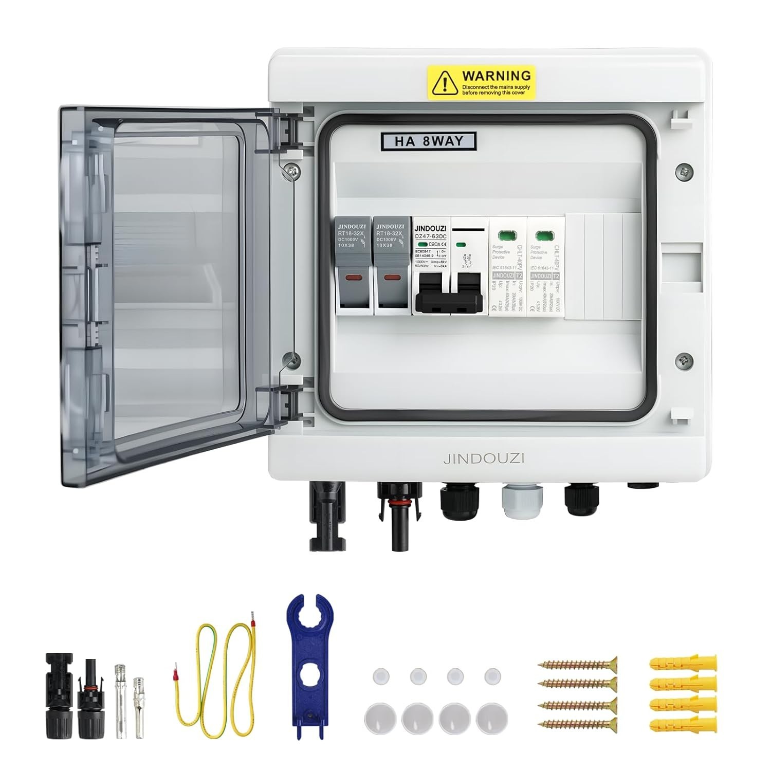 Solar Combiner Box 1 In 1 Out with 20A Fuse Circuit Breaker Surge Protector f…
