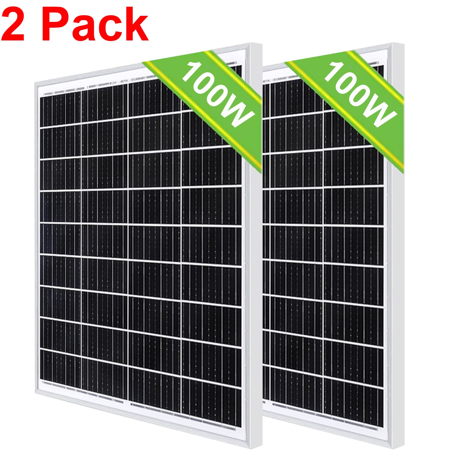 200 Watt Solar Panel Monocrystalline High-Efficiency Module PV Power Panels 2PCS