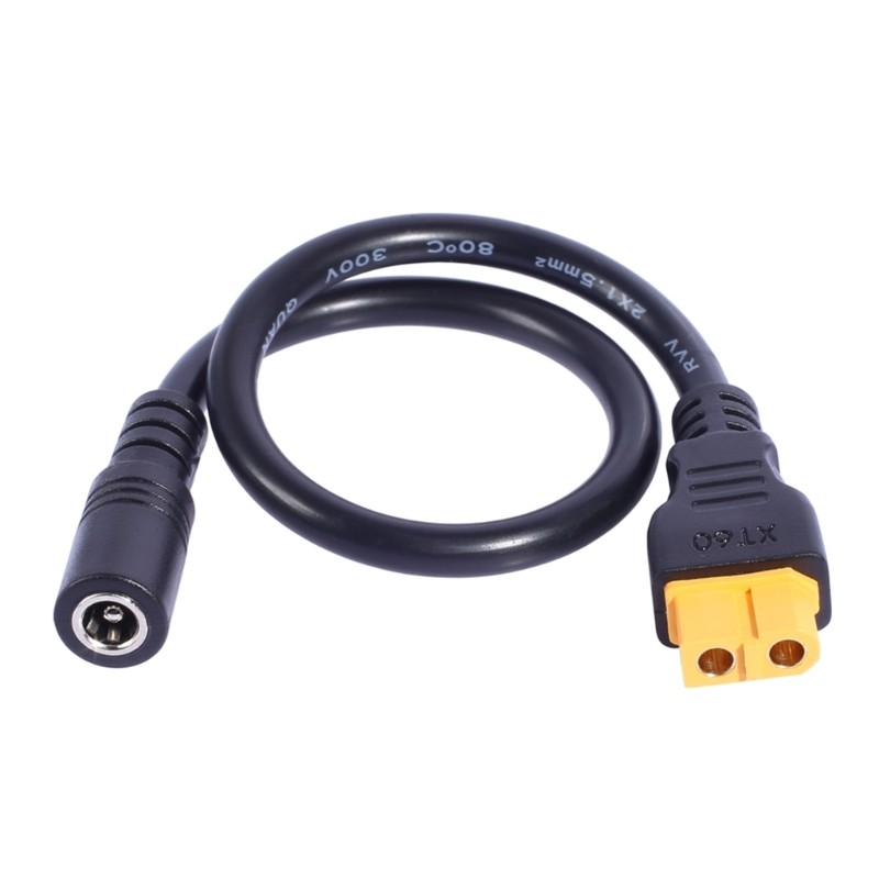 Durability XT60 to DC5.5×2.5mm Power Cord for Solar Battery Charger Power Cable