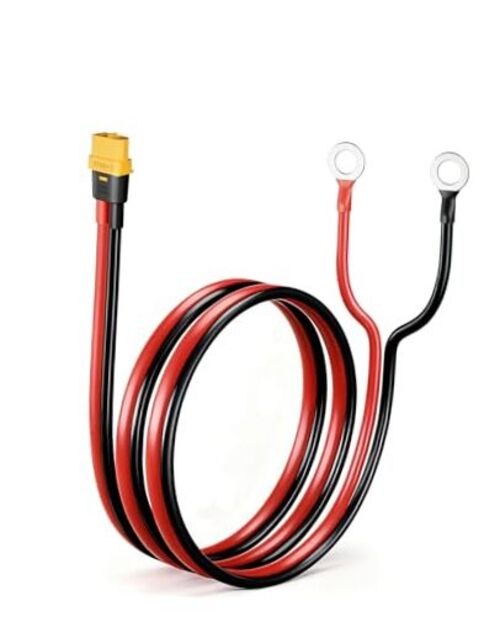 XT60 to O Ring Terminal Cable, 12AWG 2FT XT60 Female Connector Cable with