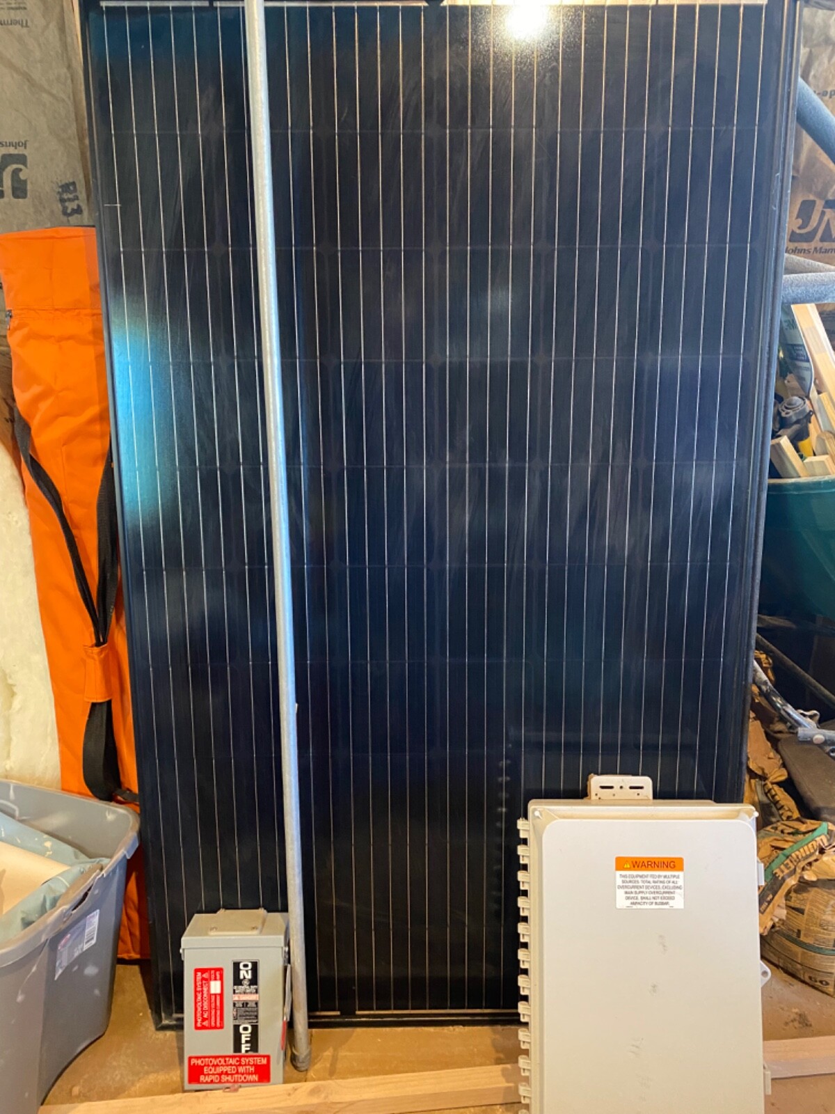 We have ten 320 watt solar panels, the control panel, electrical disconnect pane
