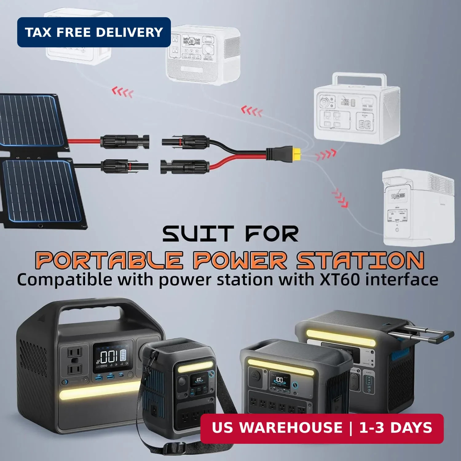 20FT 10AWG XT60 Solar Charging Cable, GIBBAB Solar Panel Connector to XT60 Exten