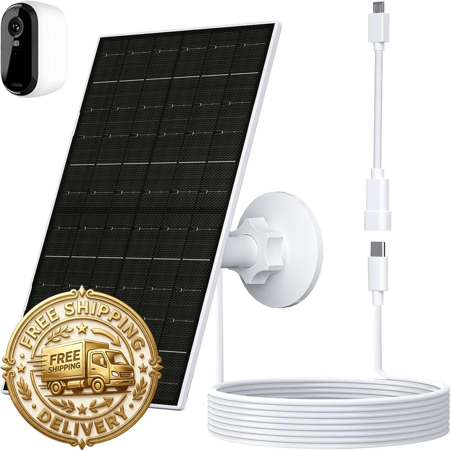 7W Solar Panel for Arlo Essential 2K XL and Spotlight and Micro USB plugs, 5V ou