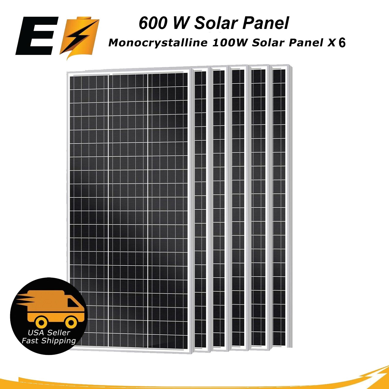 ***100W x6 = 600W 12V Monocrystalline Solar Panel for RV, Cabin, Solar Project**
