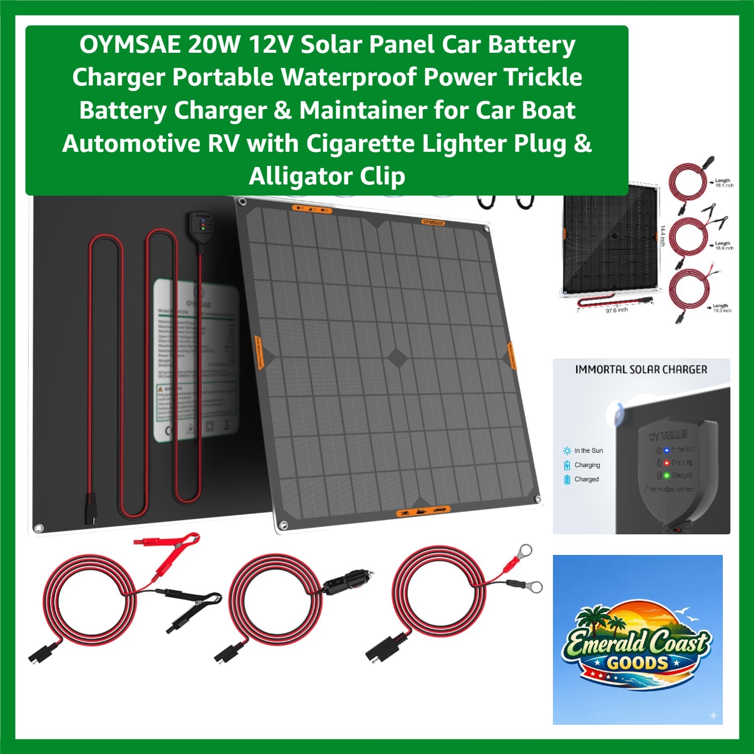 Efficient 20W Solar Battery Charger with Intelligent Protection for Cars & Boats