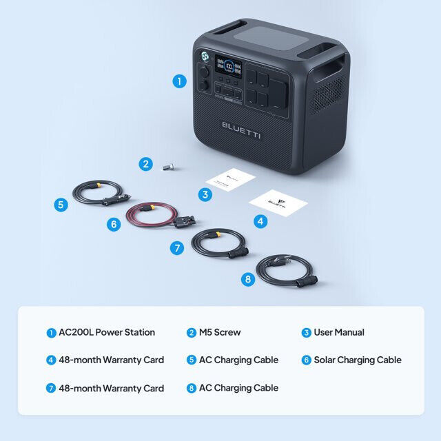 BLUETTI AC200L 2400W 2048Wh LiFePO4 Power Station for Backup +200W Solar Panel