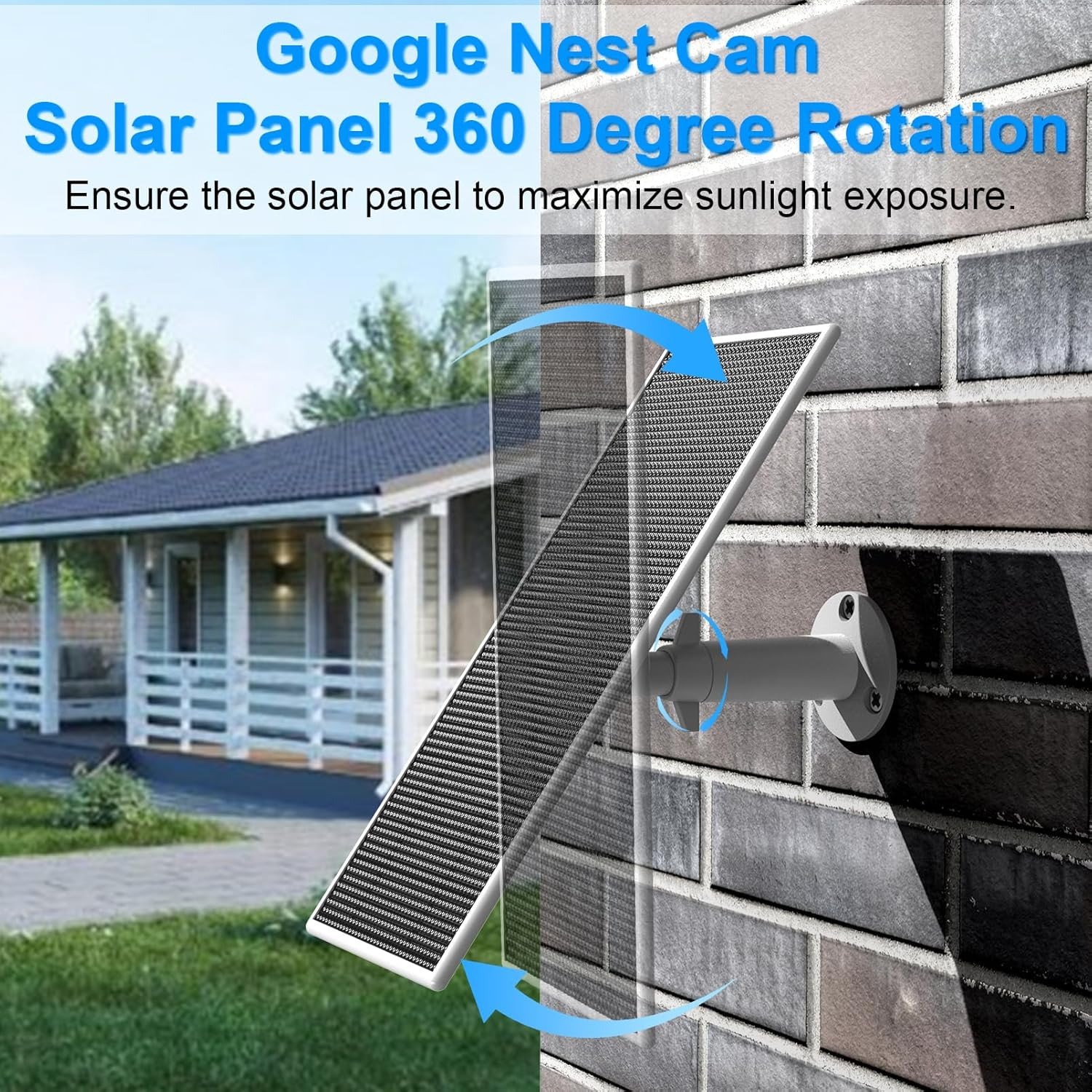 Solar Panel for Google Nest Camera Outdoor or Indoor(Battery Version), 5V 5W Sol