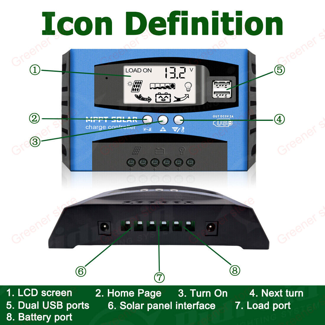 MPPT 30A 50A 60A 80A 100A Solar Panel Regulator Charge Controller Auto 12V/24V