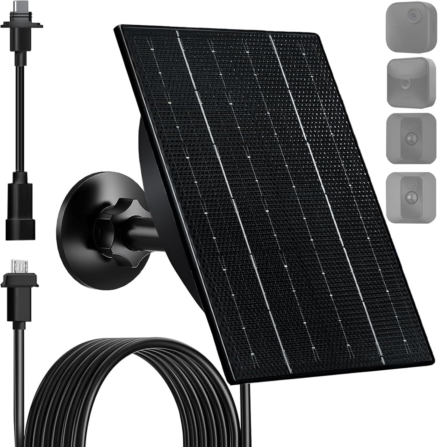 4W Solar Panel Blink Outdoor 4Th Gen/3Rd Gen/Xt/Xt2 Camera USB-C Micro USB Cable