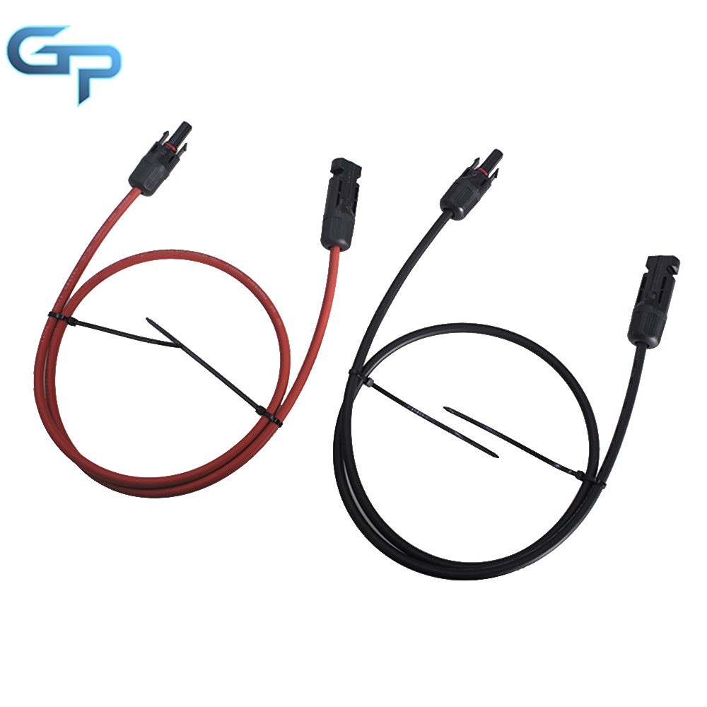 3 Feet Black + Red 1 Pair Solar Panel Extension Cable Wire Connector 10 AWG