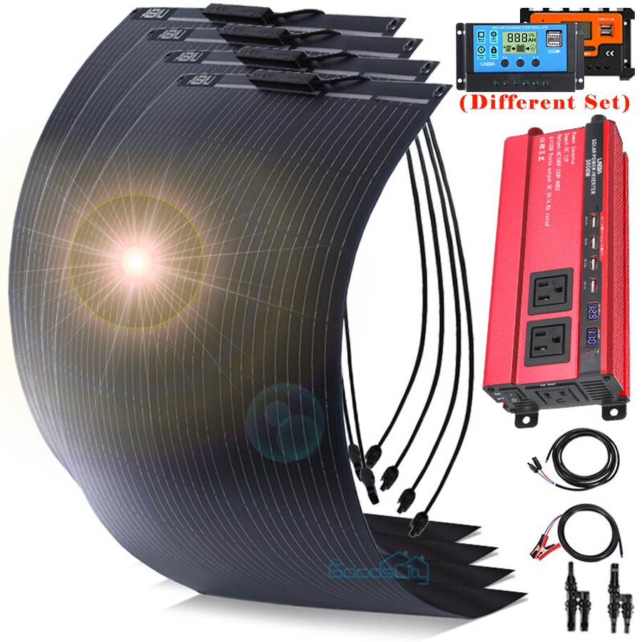 5000W Inverter Solar Panel Kit 12V Battery Charger Lighting Camping RV Power