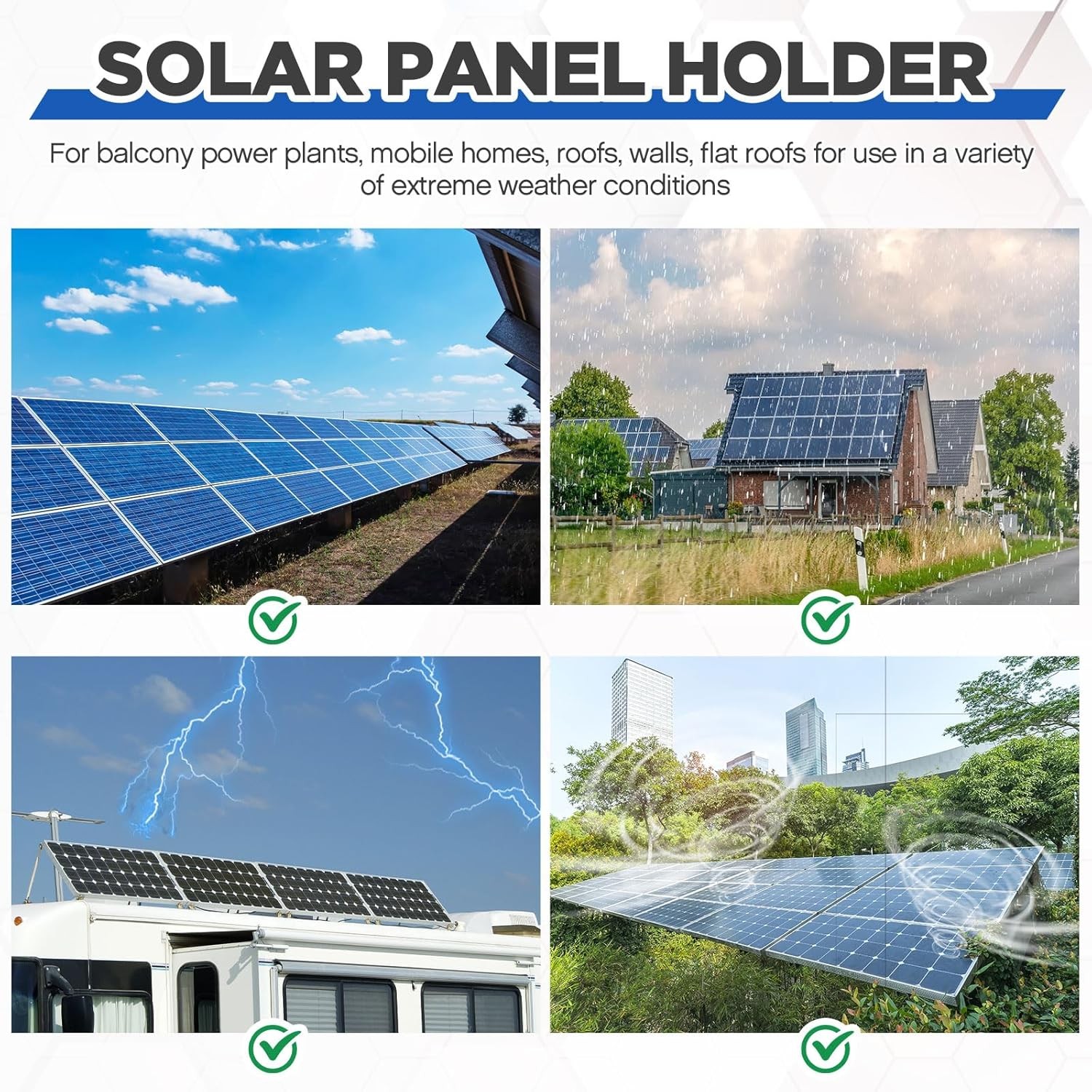 Zonon 4 Pcs Adjustable Solar Panel Tilt Mount Brackets Aluminum Alloy Solar Pane