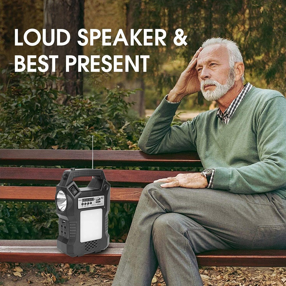 Portable rechargeable solar power generation radio system with lighting US K7