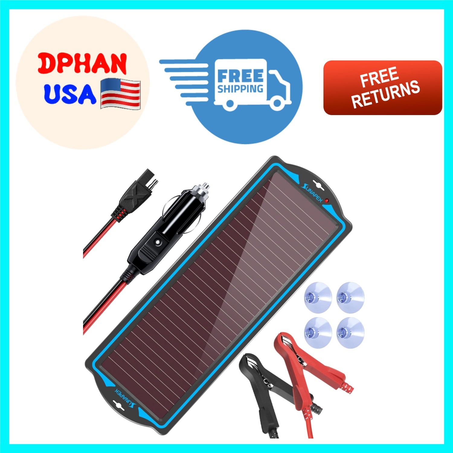 Waterproof 12V Solar Battery Charger Kit – Portable Trickle Charger for Vehicles