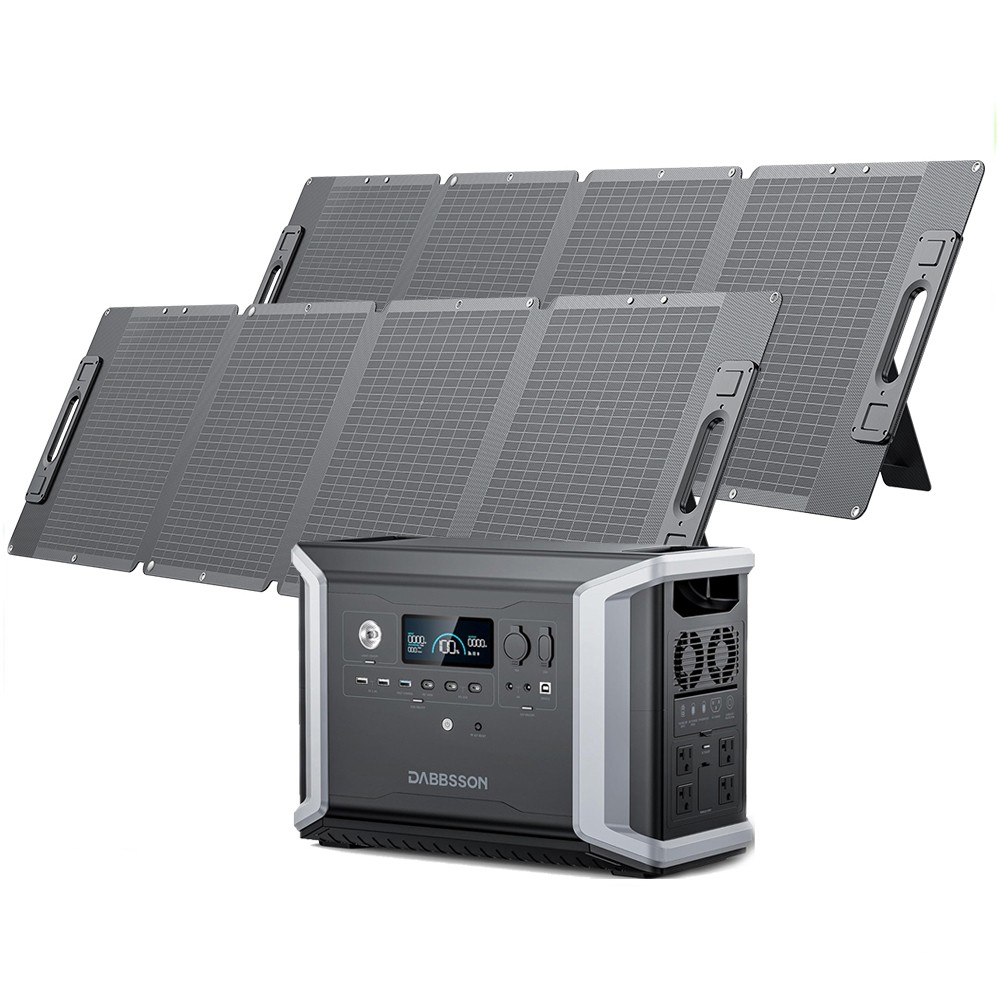 Dabbsson 2200W 2330Wh Power Station LiFePO4 w/ 2pcs Foldable Solar Panels 210W