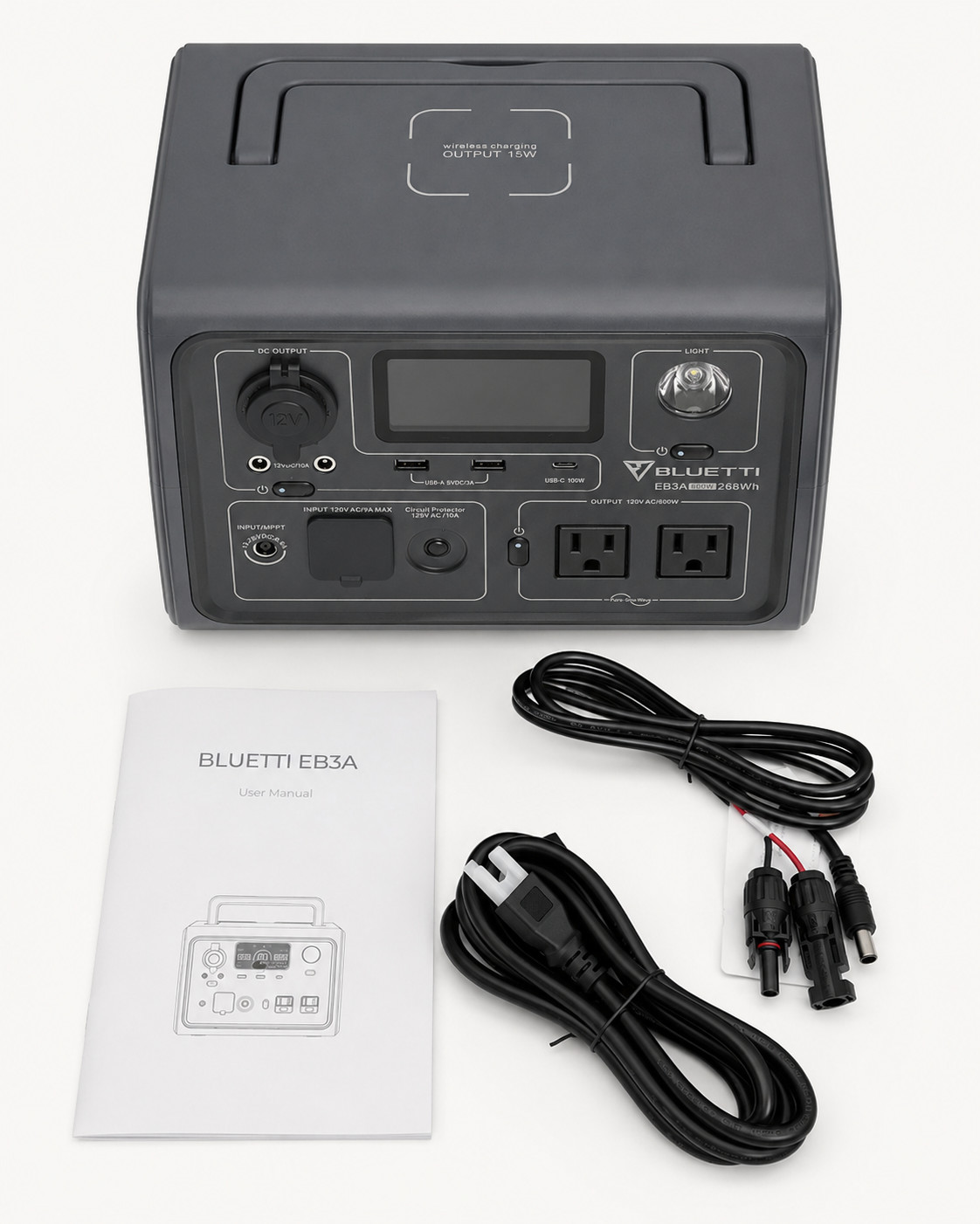 BLUETTI EB3A 268Wh Portable Power Station LiFePO4 Solar Generator 600W AC