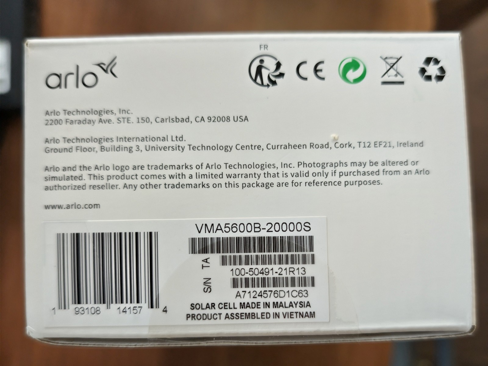 Arlo Solar Panel Charger VMA5600B Black