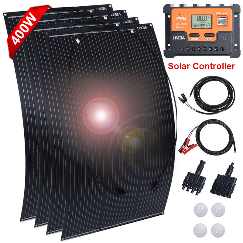 100W 200W 300W 400W Watt Solar Panel Kit Monocrystalline 12V for RV Marine Home