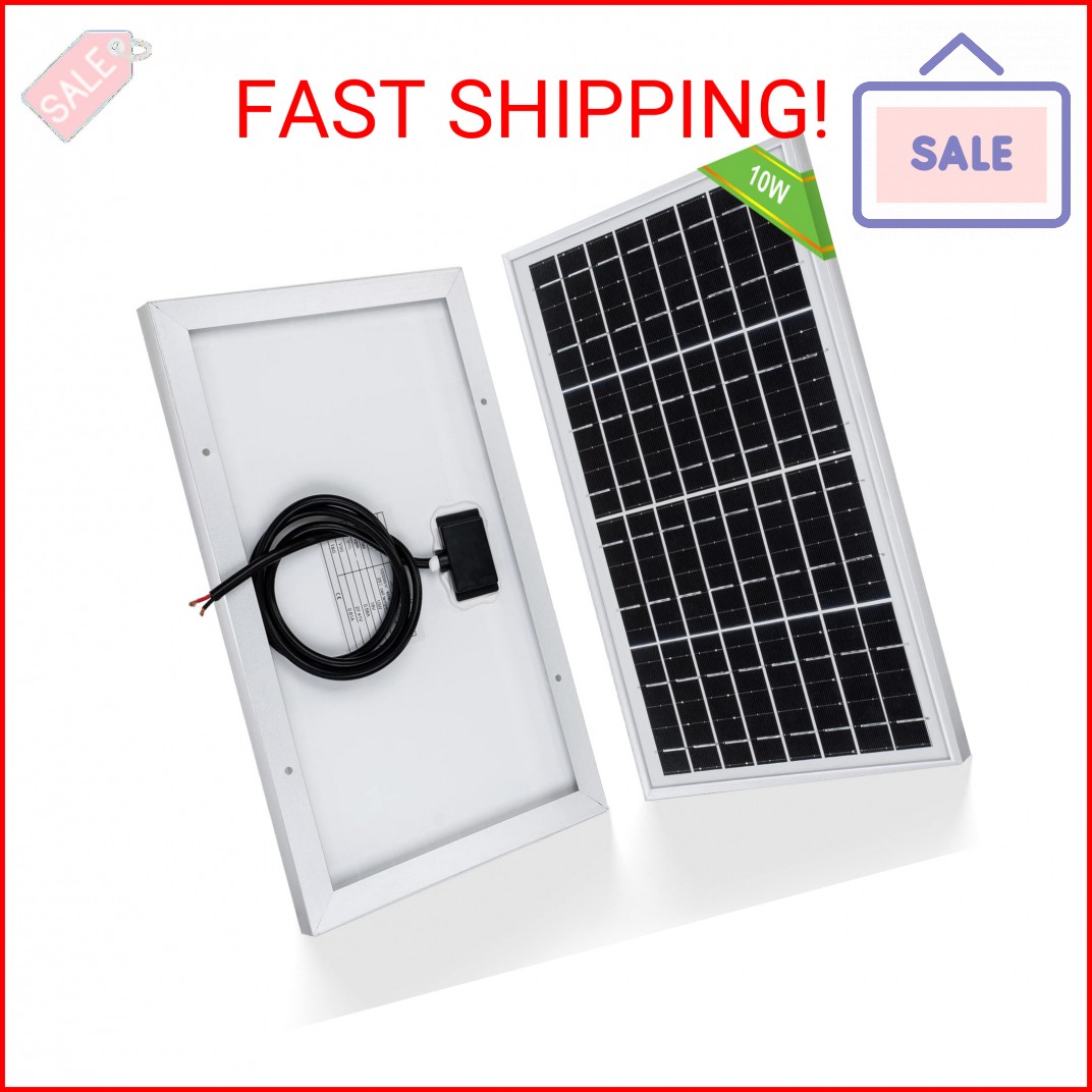 ECO-WORTHY 10W Solar Panel Battery Charger Portable for Charging 12V Battery or