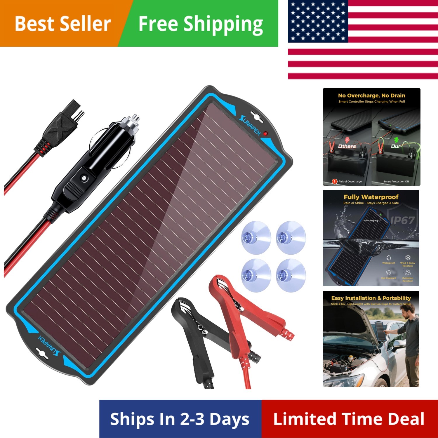 12V Solar Battery Charge: Waterproof Portable Solar Panel Kit – Battery Maint…
