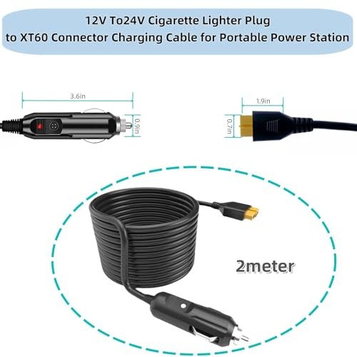 6.8FT Portable12V/24V Car Charger Suitable Compatible Ecoflow Delta/River,