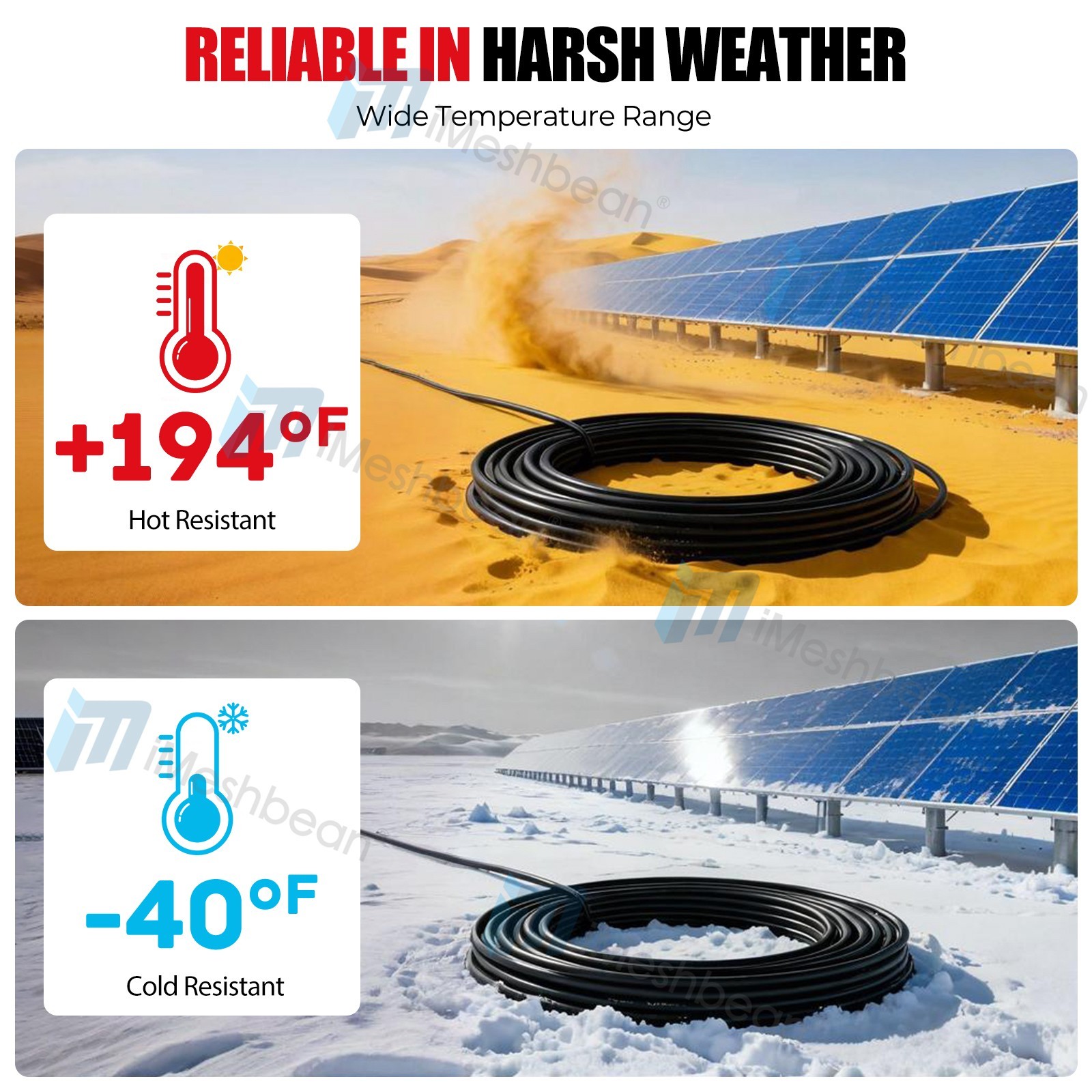 100FT 10AWG Black Solar Panel Extension Cable PV Wire Waterproof Solar Connector