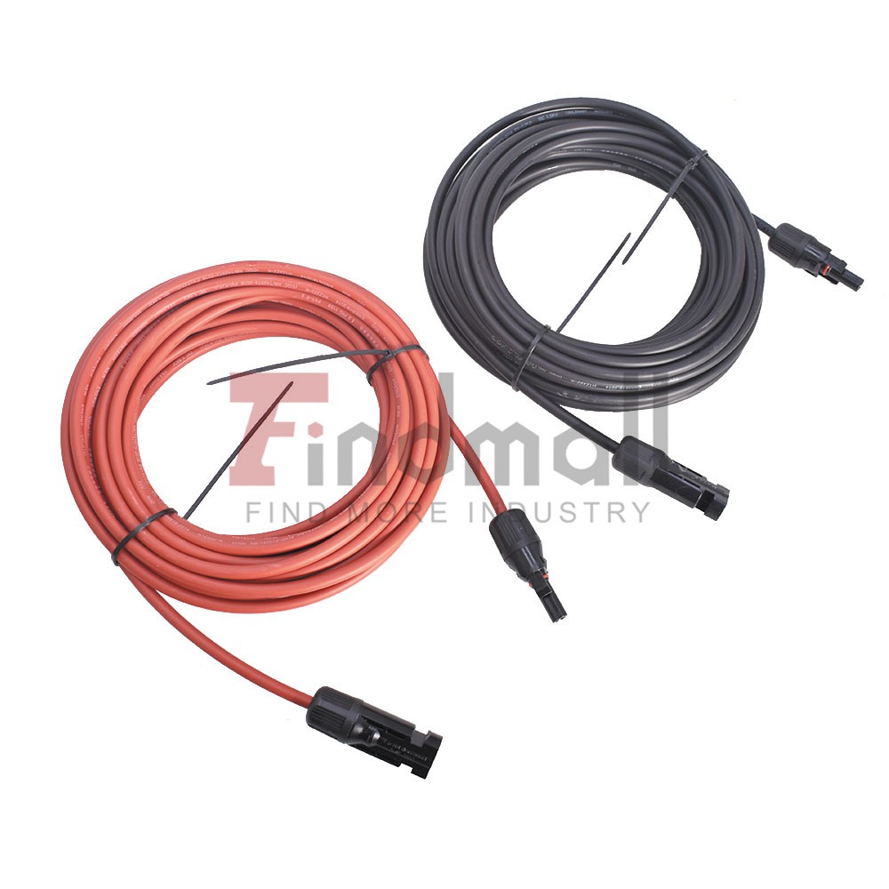 1 Pair Black + Red Solar Panel Extension Cable Wire Connector 12/10 AWG