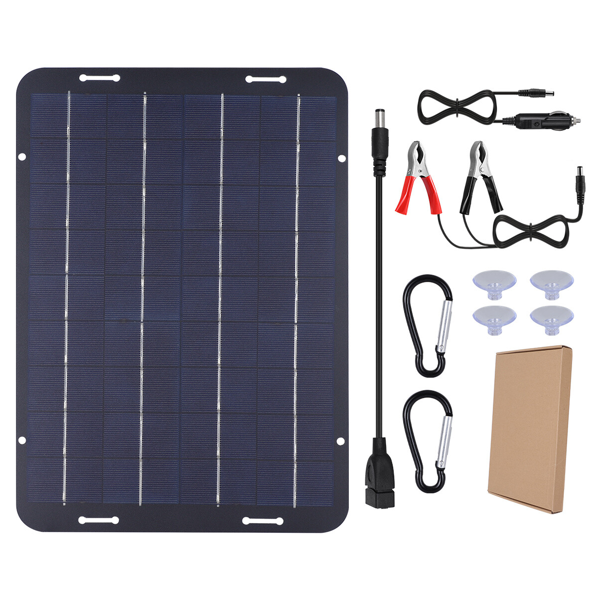 Portable 60W 18V Solar Panel Kit w/ USB & Car Charger for Boat RV Car Camping