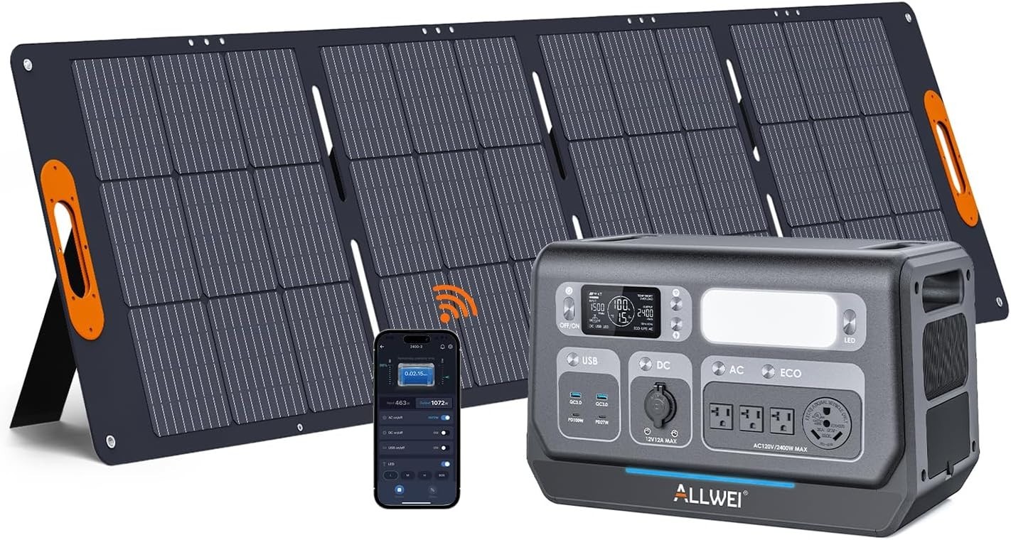 ALLWEI Solar Generator 2400 Portable Power Station, 2048Wh LiFePO4 Battery 2400W