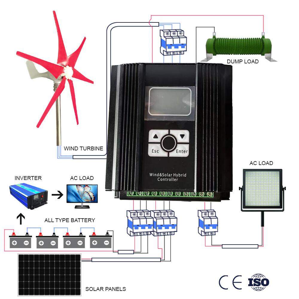 2000W Wind Solar Hybrid MPPT Charge Controller Auto Regulator 12v 24v 48v