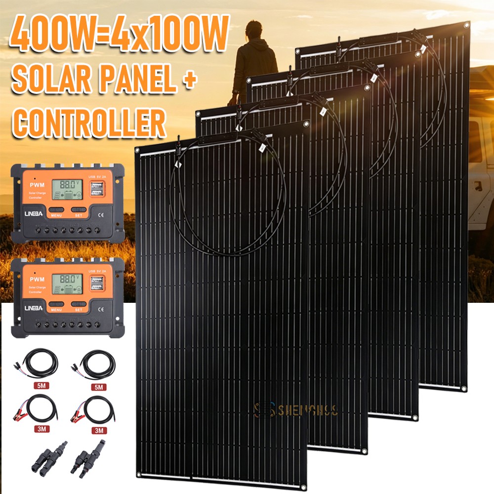400W Flexible Solar Panel Portable Power Camping Home RV Battery Solar Charge