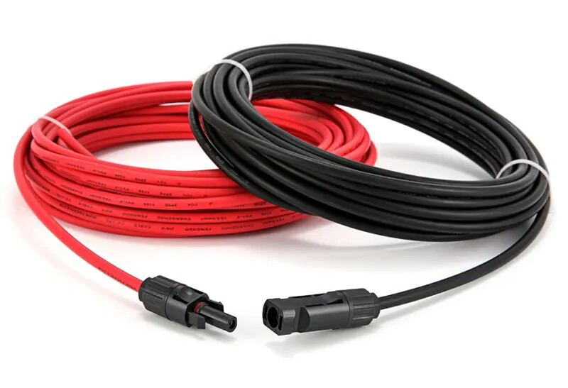 1 Pair PV Cable 2.5/4/6mm² 10-14AWG Black Red Wire with Connector Ends For Solar