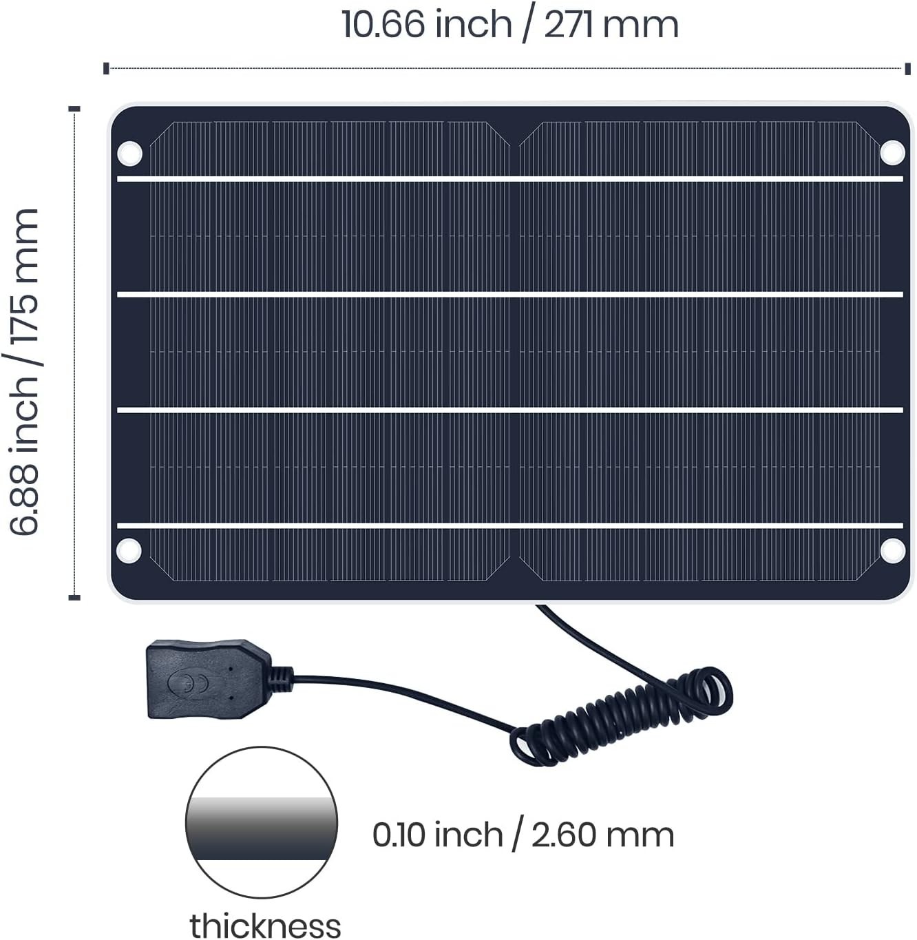 6W Mini USB Solar Panel, Waterproof Monocrystalline Module DIY Kit with PET …